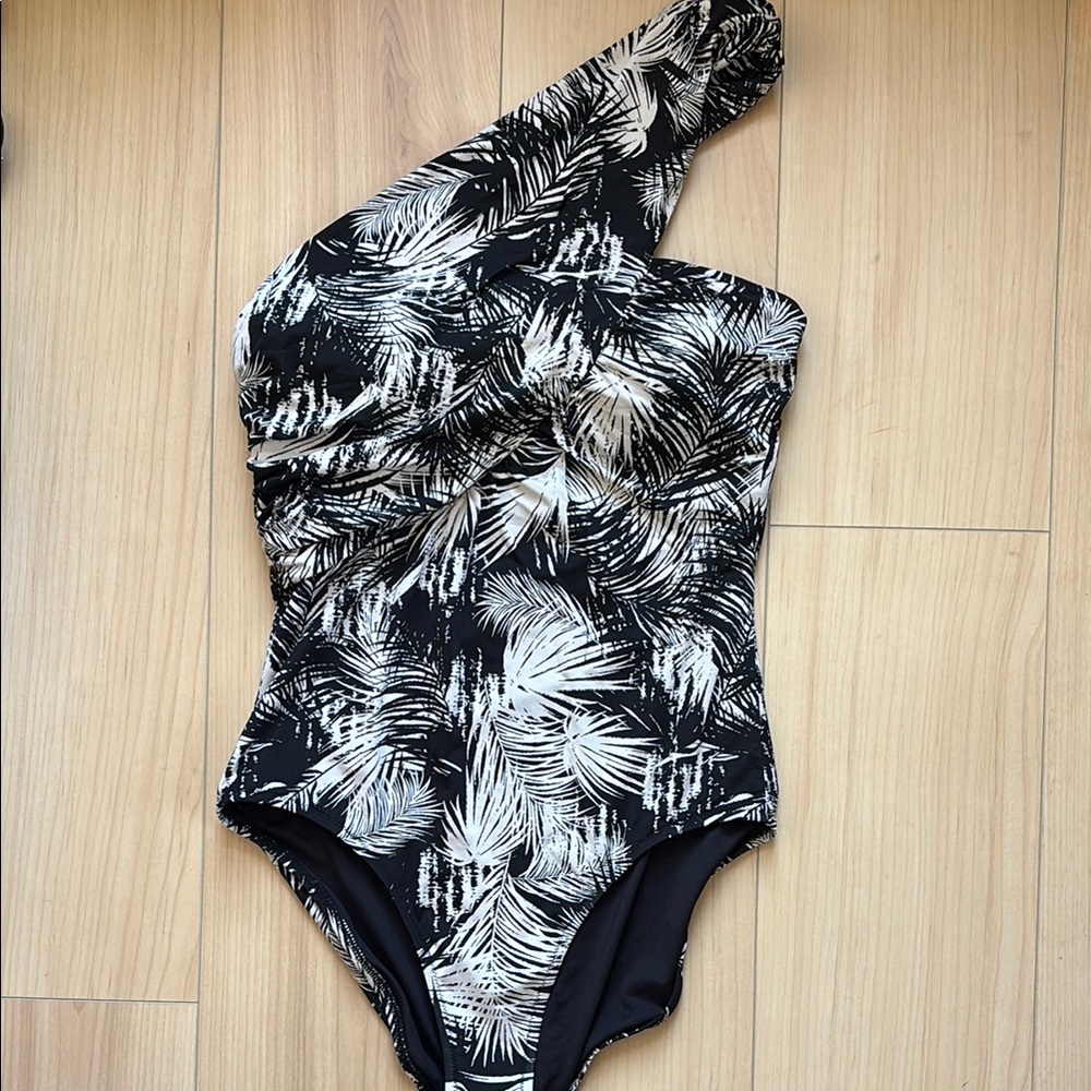 Garnet Hill One Shoulder Asymmetrical One Piece Swimsuit Size 12